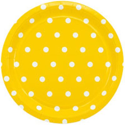 1502-3920 Тарелка Горошек желтая 23см 6шт/G