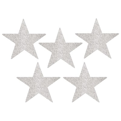 1505-1464 А Банер зірка срібляста Silver блиск 12 см 5 шт