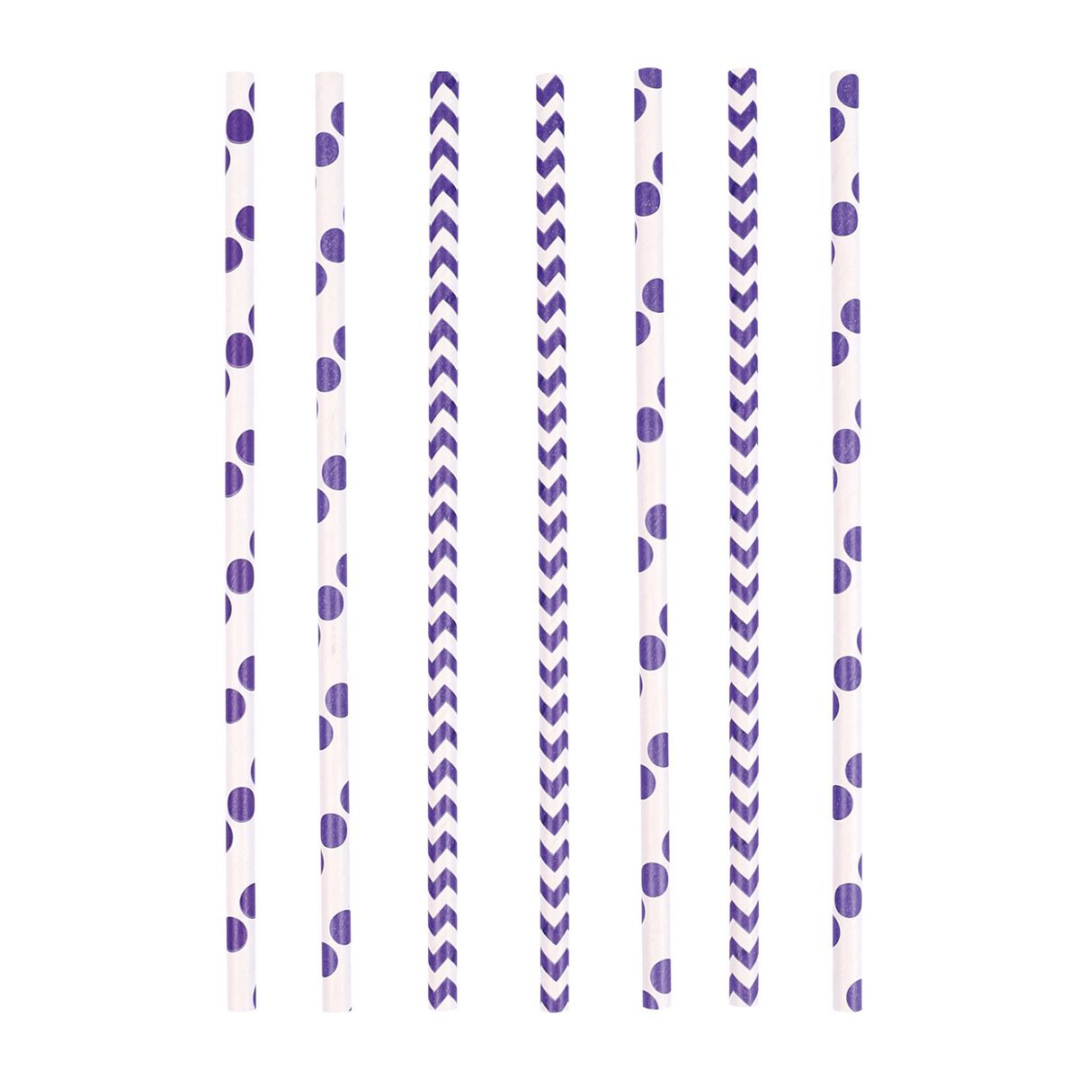 3502-3482 Трубочки горох/шеврон фиолетовый Purple 19,5 см 24 шт/A