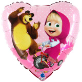 1202-2162 Г 18" Ведмідь та Маша на велосипеді ПАК