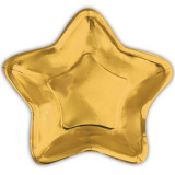 1502-3512 Тарелка фольг Звезда золотистая 23см 6шт/G