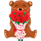 3207-3651 Г 25" Ведмедик з букетом троянд ПАК