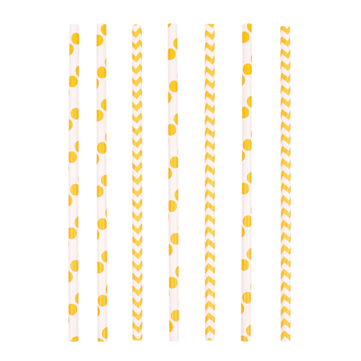 3502-3370 A Трубочки для коктейлю Горох/шеврон жовті Sunshine yellow 19,5 см 24 шт