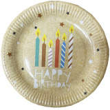 1502-5774 Тарелка бум "Happy Birthday" свечи 17см 6шт