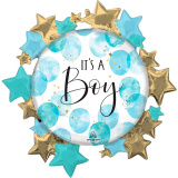 3207-3628 А Це хлопчик ніжна акварель блакитна із зірками P35 ПАК